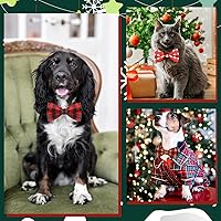 Vista 2 de Silkfly 60 piezas de collar de perro a cuadros de Navidad, corbatín de Navidad para perro, accesorios para cachorros, lazos desmontables para perros