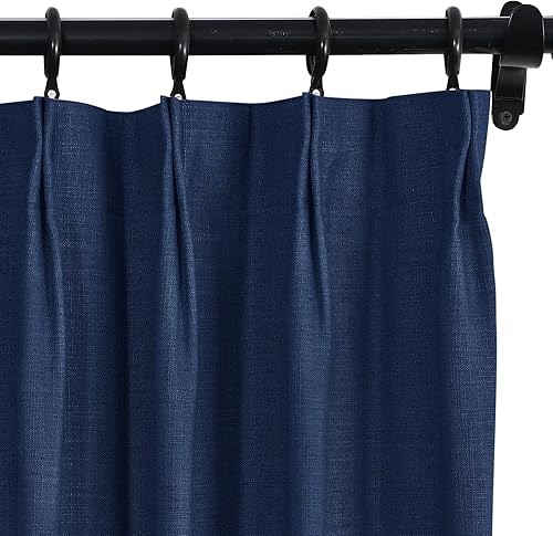 Fcosie Cortinas plisadas de lino 100 % opacas para puerta corrediza de patio, cortina con aislamiento térmico para barra transversal y riel, 1