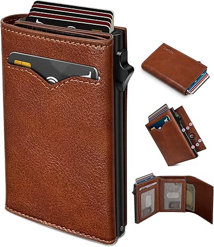 Wallet for Men,with Cash Pocket 2 ID Window 9-13 Cards,Metal