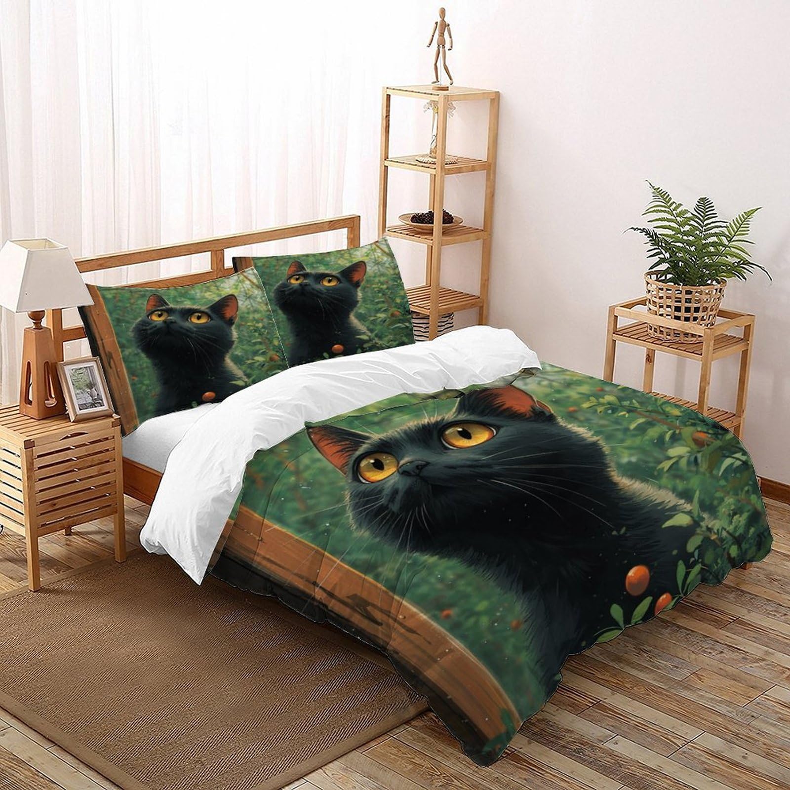 Housse de couette chat noir pour décorer une chambre à coucher cocooning
