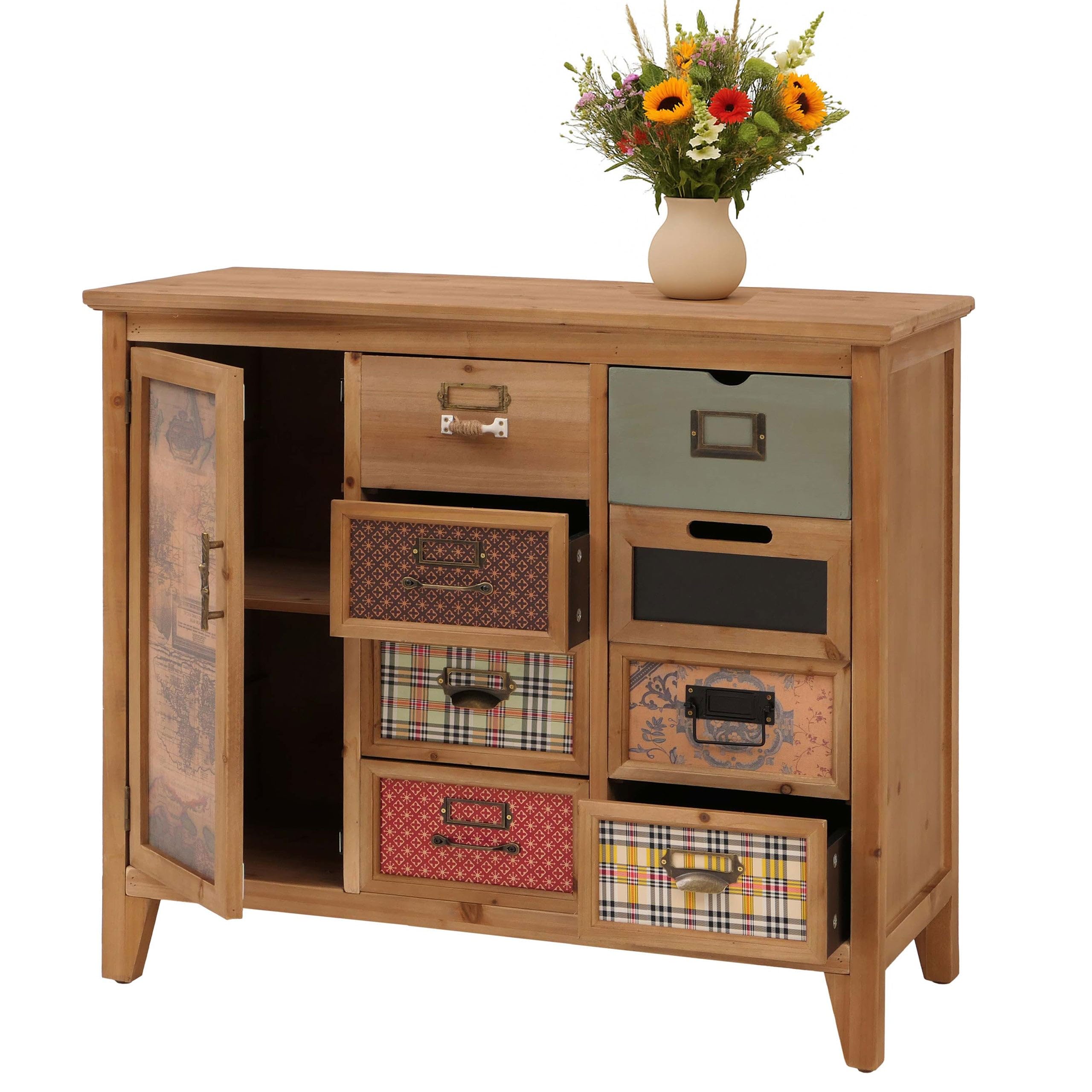 Mendler Commode de pharmacien HWC-O63 Bois 80x91x40cm Corps Naturel