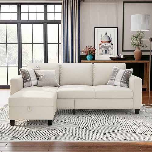 Miniatura 4 de Sofás seccionales para sala de estar, sofá modular convertible de tres plazas en forma de L de 78 pulgadas, apto para mascotas, funda de sofá