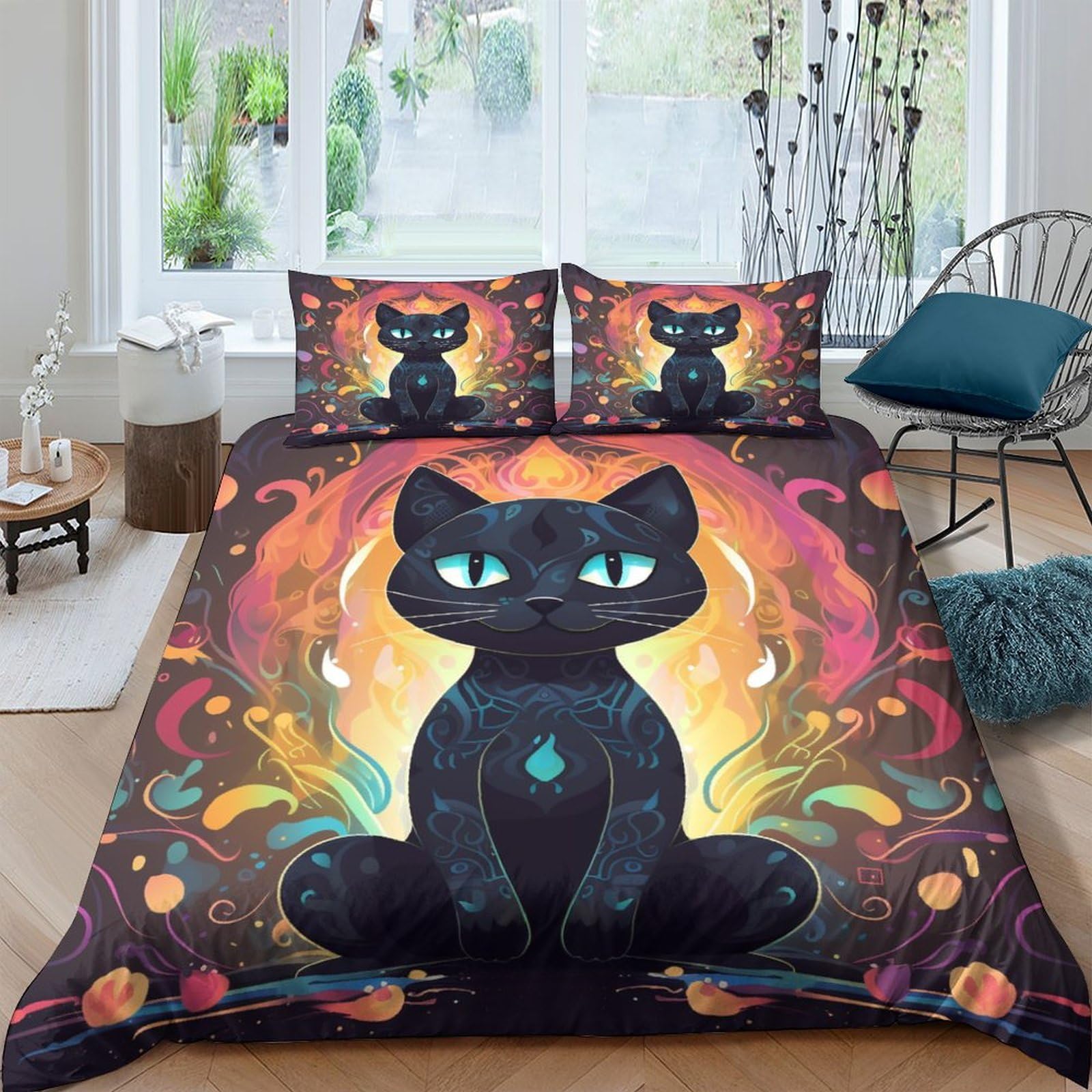 Housse de couette 200x200cm chat esprit 3D pour transformer votre chambre