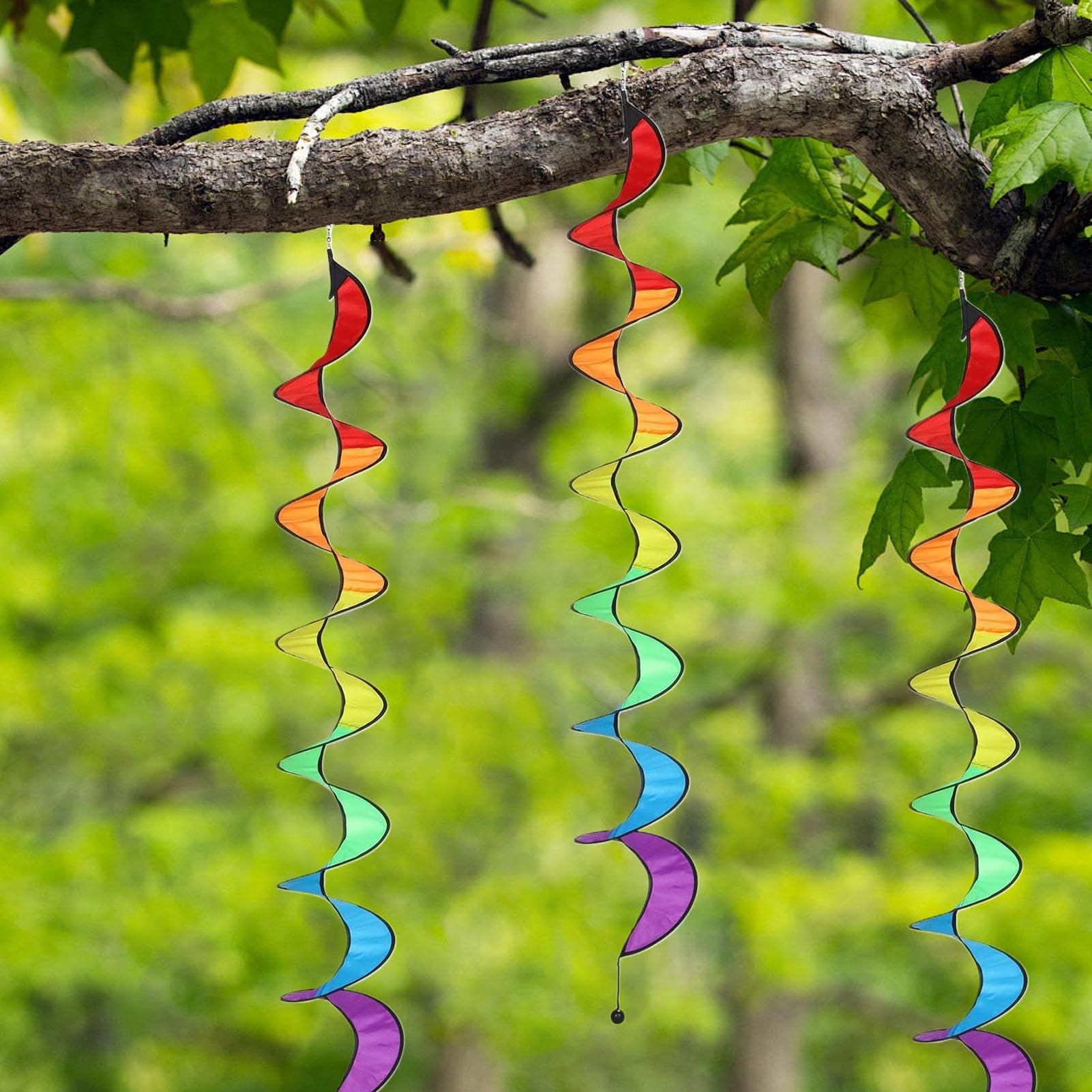 Molinillo de Viento Espiral | 4 Piezas Decoración de Jardín Molinete Arcoíris de Viento | Molinillo Espiral Colgable,para Terraza Porche Balcón Camping Bodas