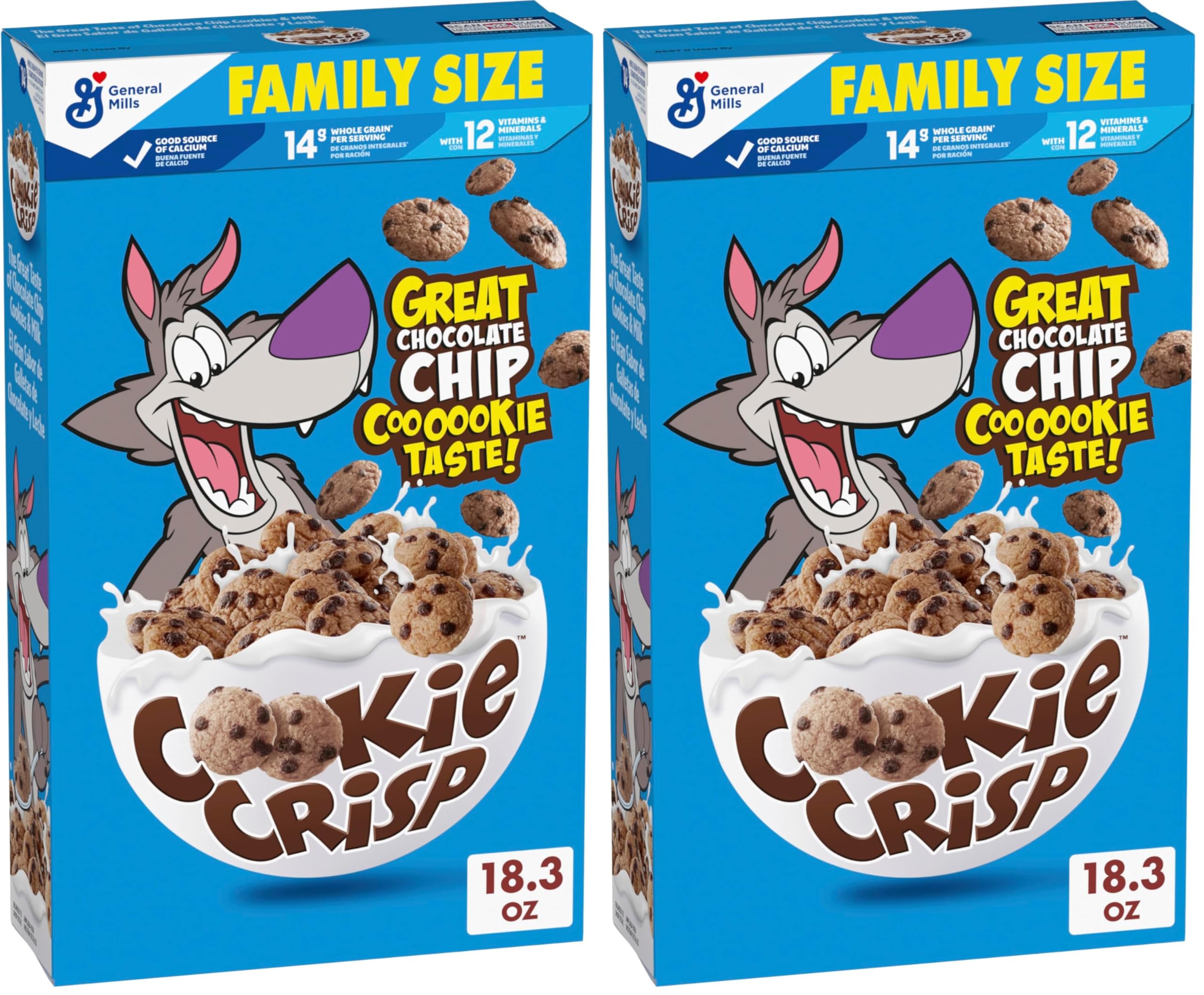 Breakfast Cereal, Chocolate Chip Cookie Taste, Made With Whole Grain, Family Size, 18.3 oz (Pack of 2)