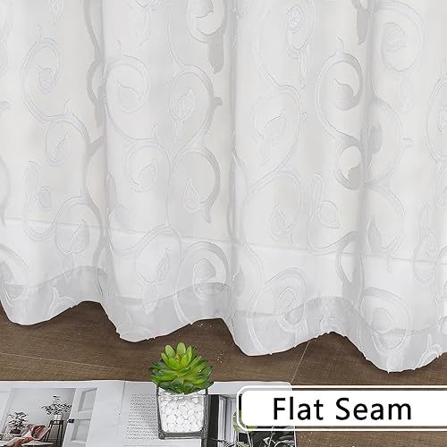 Miniatura 7 de OWENIE Furman - Juego de 2 paneles de cortinas traslúcidas de 72 pulgadas de largo, con bolsillo superior para cortinero, cortinas blancas