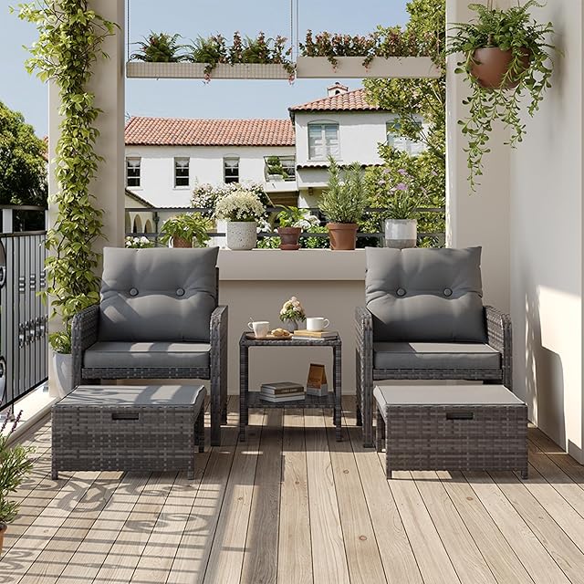 Amopatio Amopatio 5 teiliges Polyrattan Gartenmöbel Wetterfestes — Möbel-Sets