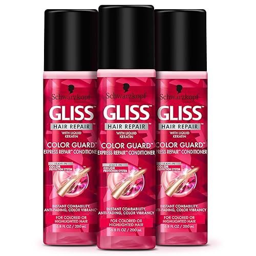 Miniatura 1 de GLISS Acondicionador sin enjuague reparador de cabello, reparación exprés Color Guard para cabello teñido o resaltado, 6.8 onzas (paquete de 3)