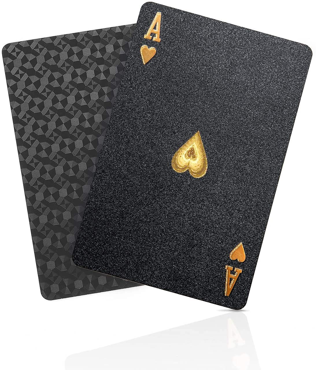 BIERDORF Jeux de Cartes Poker - Étanches en Plastique Diamond Noir Nouveauté Jeu de Cartes 54, Playing Cards