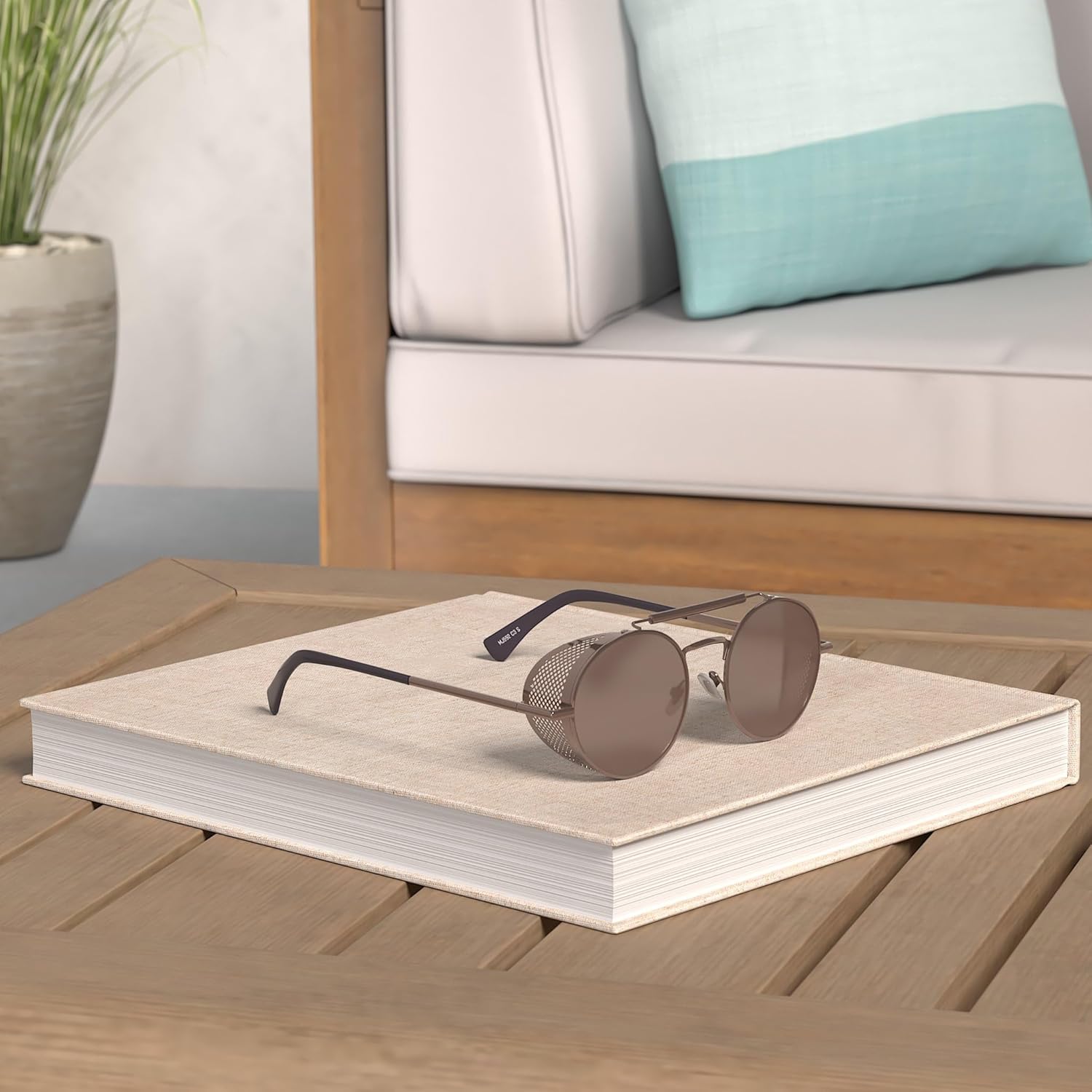 Retro Round Polarized Steampunk Sunglasses Men Women Side Shield Goggles Gothic S92-ADVANCED POLARIZED - Image 2