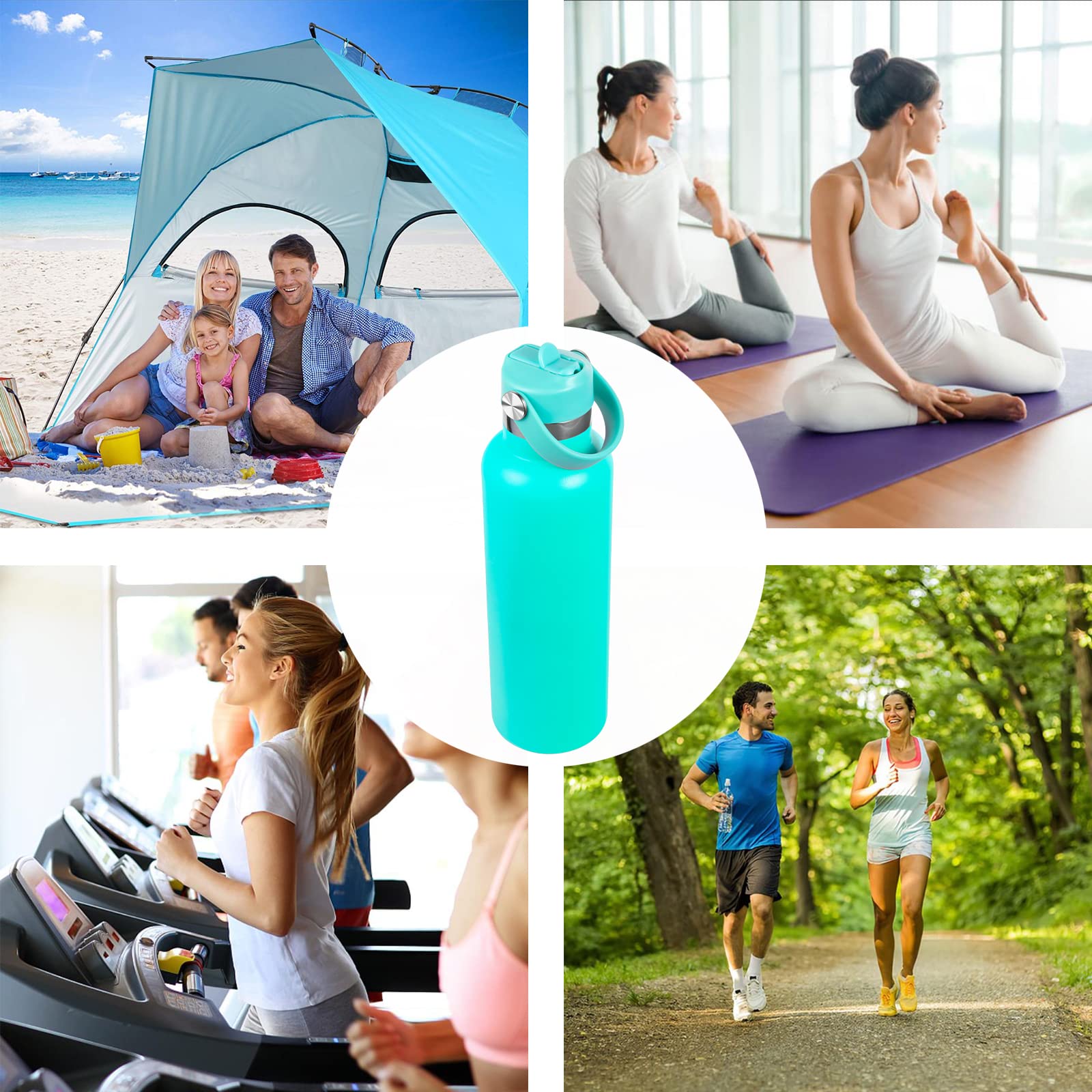 DBIW Straw Lid Compatible with Standard Mouth 24 oz 21 oz Hydro Flask, Lids with Straw Fits Hydroflask Water Bottles, Replacement Top, Straws Cap with Flexible Handle (Mint)