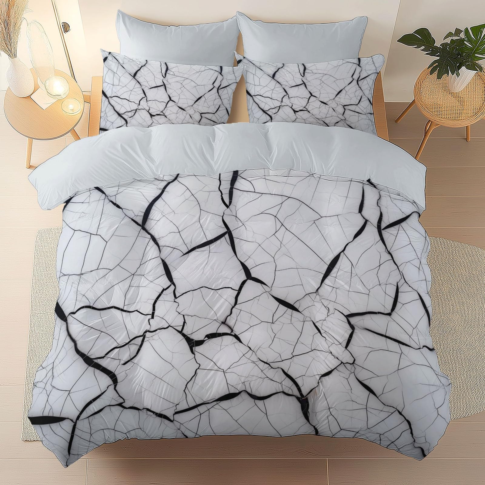 Parure de lit 240x260 blanc housse de couette adulte 3 pièces avec taies d'oreiller 63x63