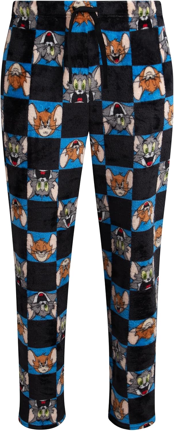 COCO BRANDS Tom & Jerry Mens Pajama Pants - All Over Print Adjustable Elastic Waistband Soft Silky Sleepwear for Men & Women
