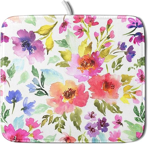 Vista 29 de Tapete de secado de platos de árbol de Navidad, muñeco de nieve, para encimera de cocina, de 16 x 18 pulgadas, tapete de secado de microfibra