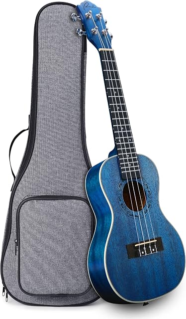 Ranch Tenor Ukulele 26 inch Instrument professionnel en bois Ukelele avec en ligne 12 Leçons et Gig Bag - Petite guitare hawaïenne - Bleu étoilé. Tableau de bord et pont en bois de rose lisse, cou d'Okoume pour un jeu sans effort et précis
