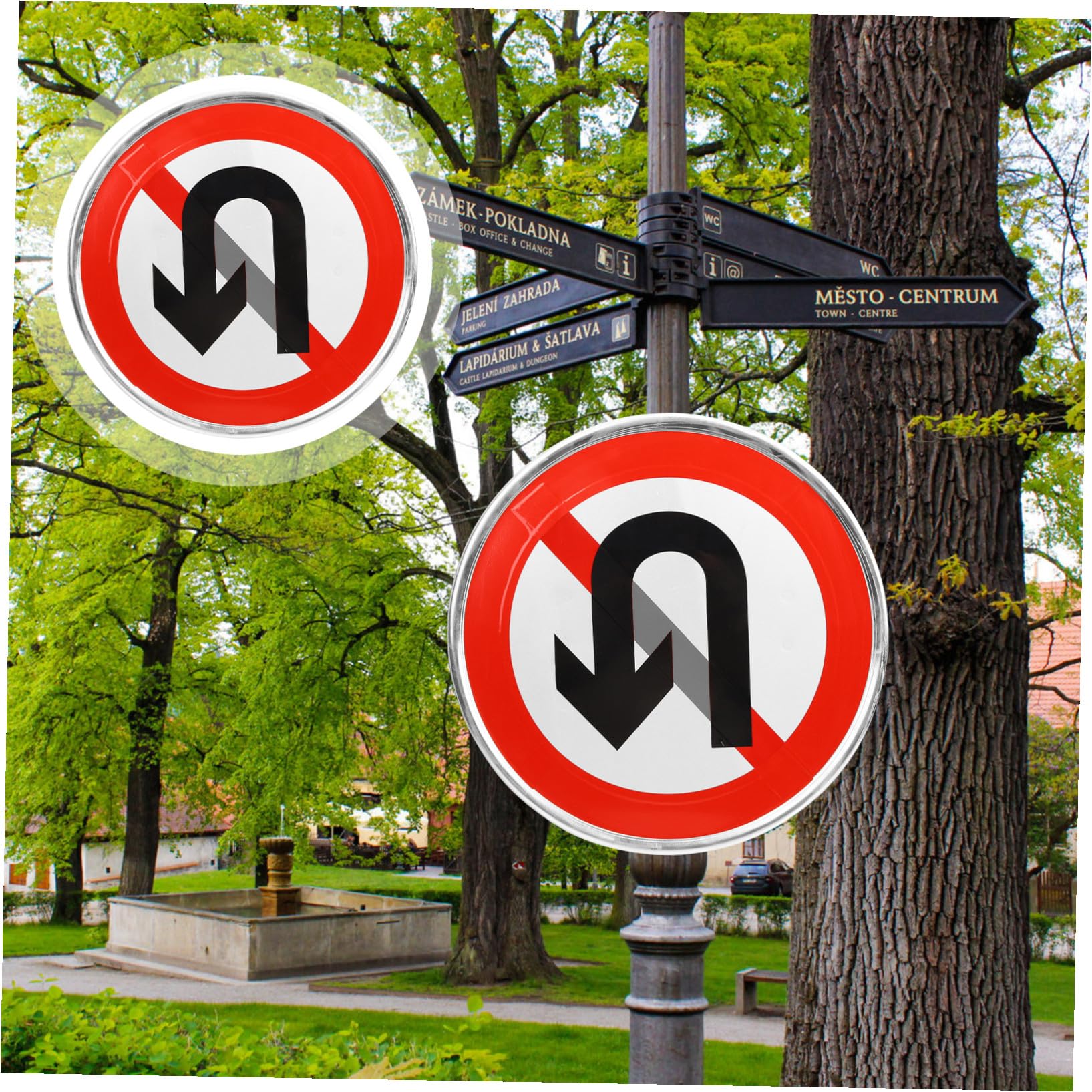 Panneau Métallique Interdit Demi-tour pour Allée Panneau Routier Réfléchissant Robuste Signalisation de Propriété Privée Durable Facile à Installer