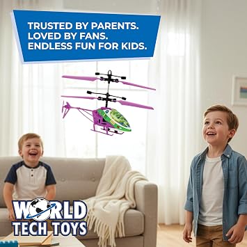World Tech Toys Pixar Buzz Lightyear RC Helicopter EasyFly Remote Control Helicopter with LED Lights, Durable Body, Coaxial & Rear Rotors Kids 8+