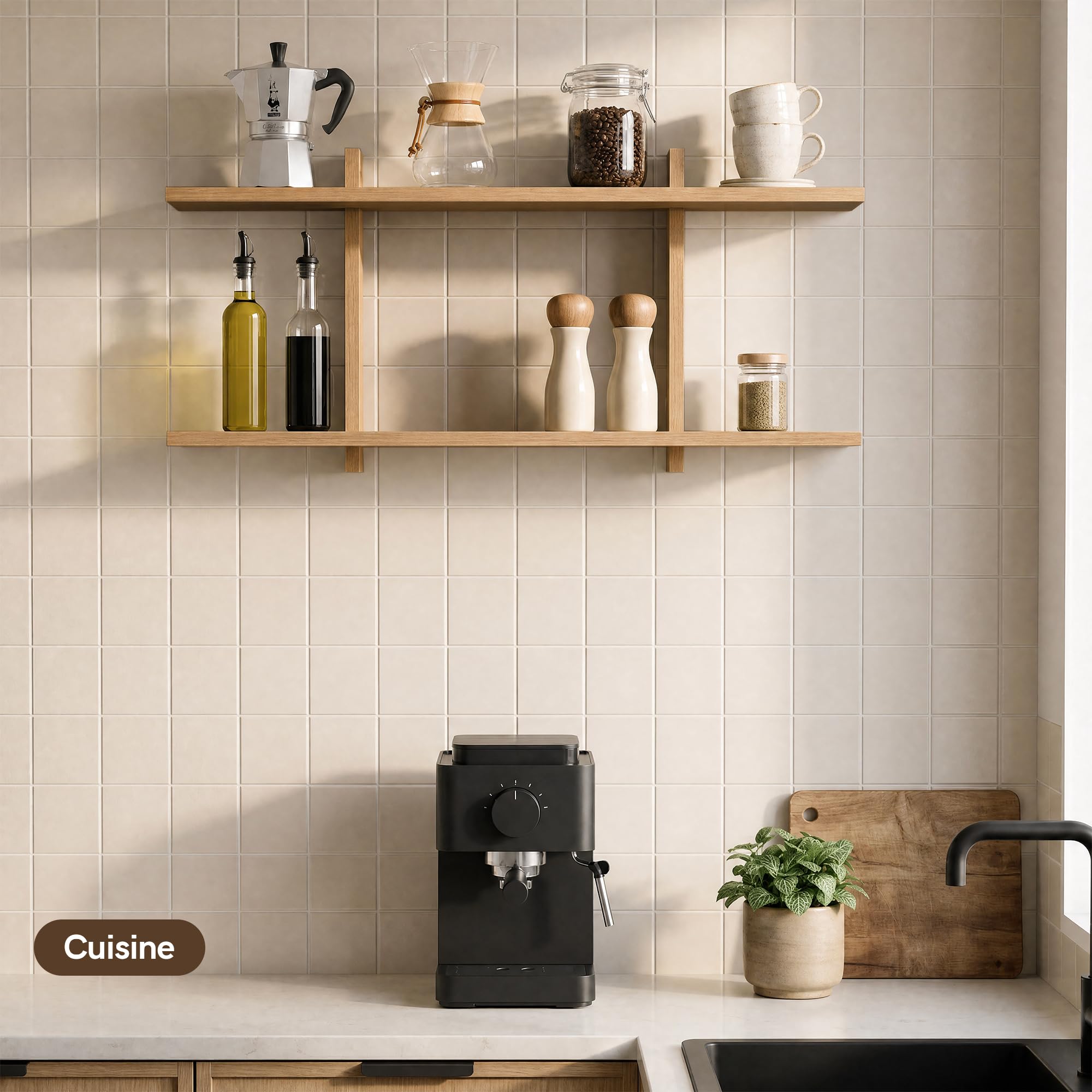 Afuly Étagère Murale Réglable 2 Niveaux Chêne Blanc pour Salon Déco, 80 cm | Étagères flottantes réglables, pour livres, plantes et cadres, salon, chambre, cuisine et salle de bain