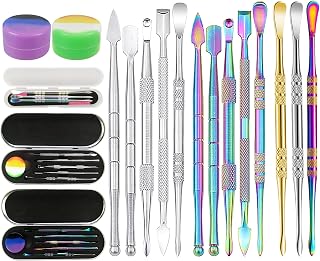 15 Pieces Wax Carving Tools,Stainless Steel Double-Ended Wax Sculpting Tools with 2Pcs Silicone Containers and 2Pcs Portable Metal Case for Wood Clay Pottery