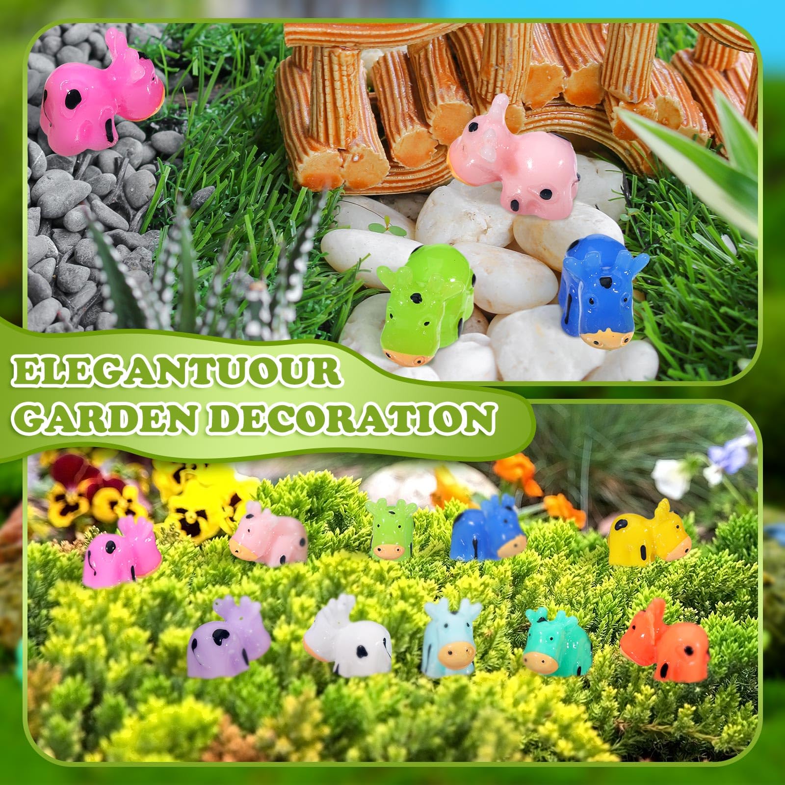 LIINWNIRS 200-Piece Luminous Mini Resin Animal Figurines Set - Cows, Unicorns, Dinosaurs & More For Fairy Gardens, Aquariums, And Crafts