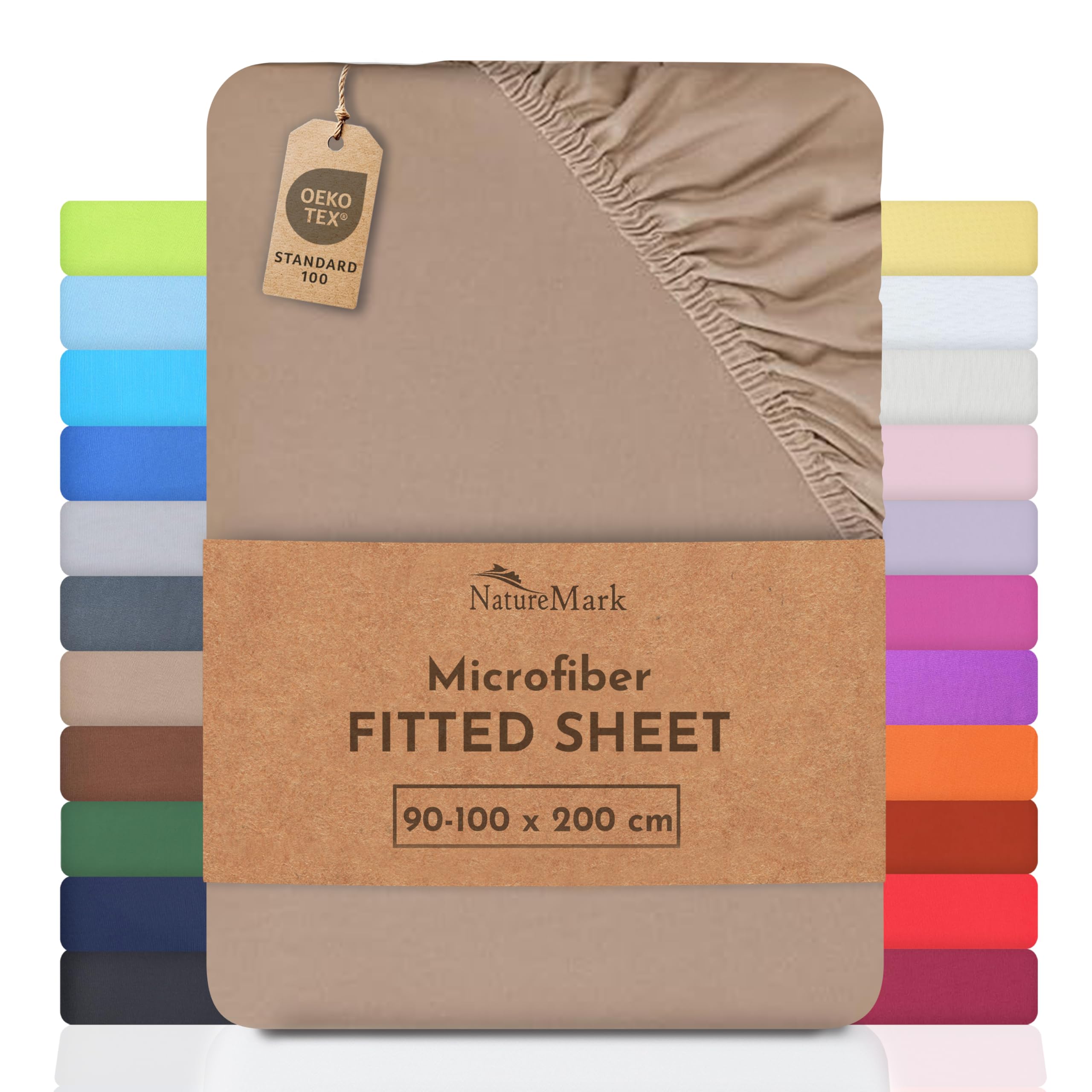 NatureMark Microfiber Fitted Sheet – Soft, Breathable & Comfortable – With Elastic Band – 90 x 200 cm – Sand/Beige
