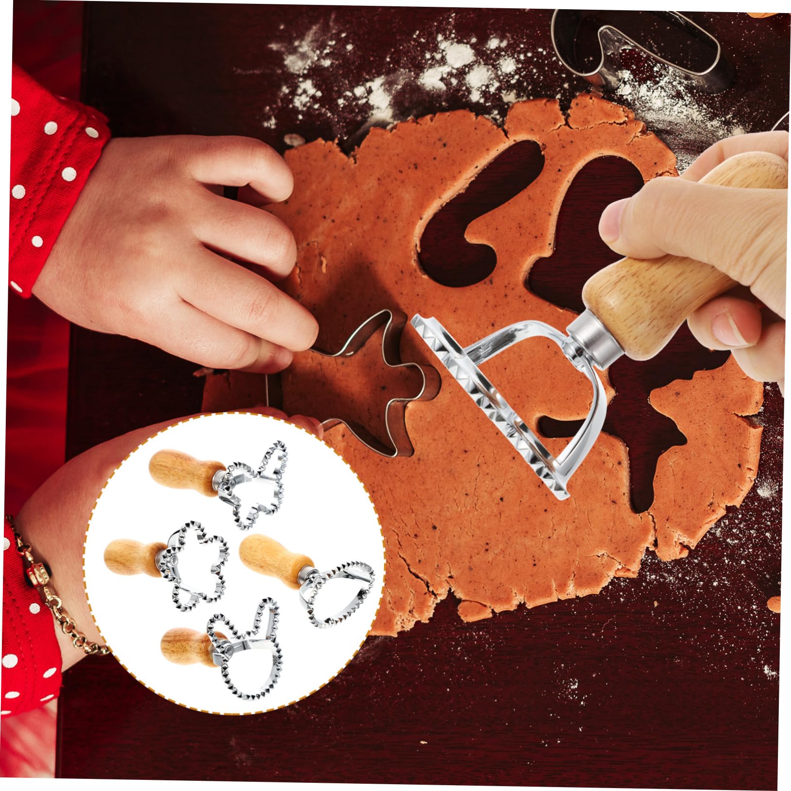 Ciieeo 3 Sätze Keksform Plätzchen-weihnachtsschneider Runde Ausstecher Zinn Brötchen Ostergebäck Plätzchen Form Praktischer Knödeldrücker Professionelle Knödelhautpresse Holz 4 Stück * 3