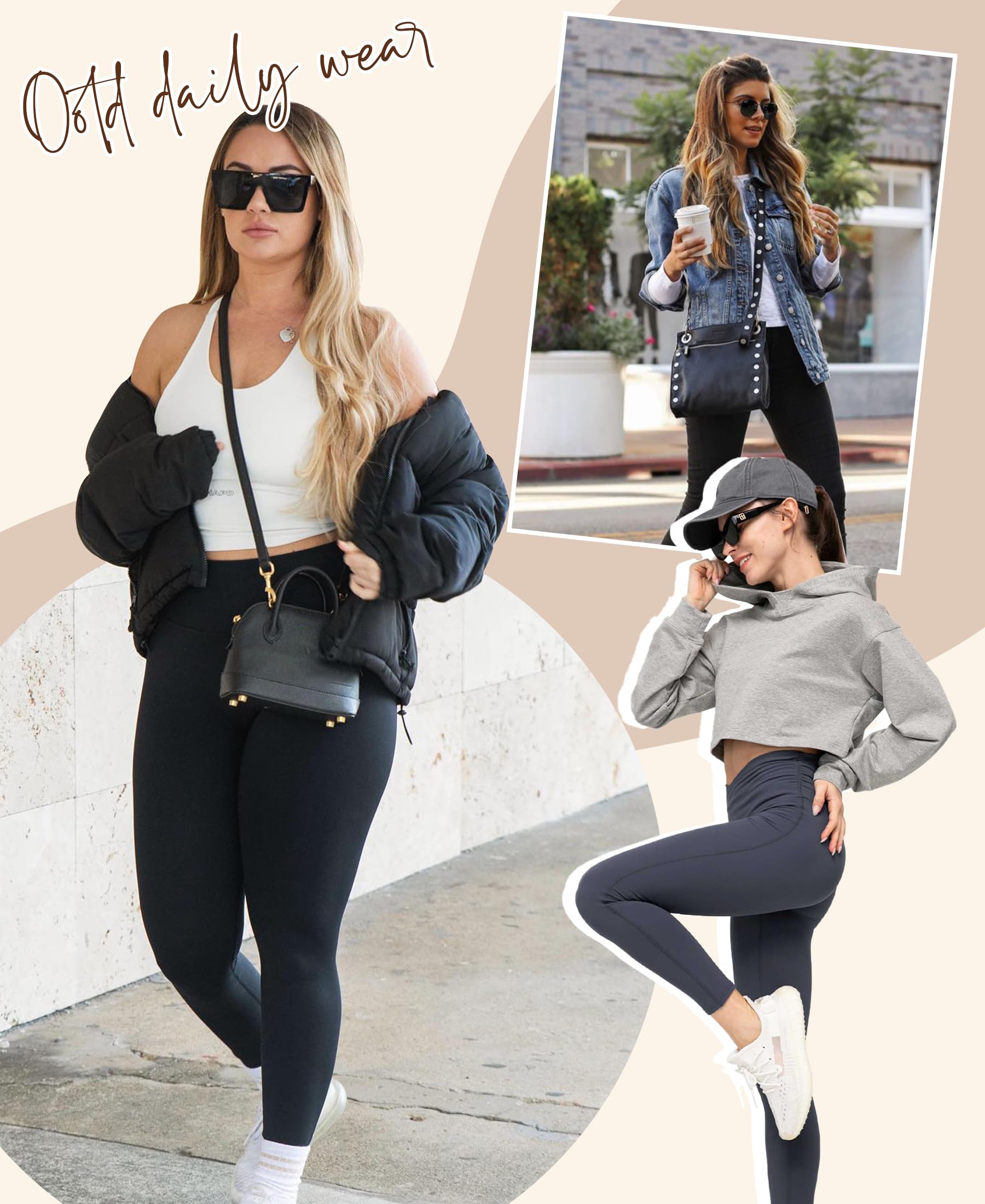 Paquete de 3 leggings con forro polar para mujer con bolsillos, control de abdomen, pantalones térmicos de yoga cálidos, talla grande, S/M-4XL, Negro/Negro/Negro, Pequeña a mediana 6