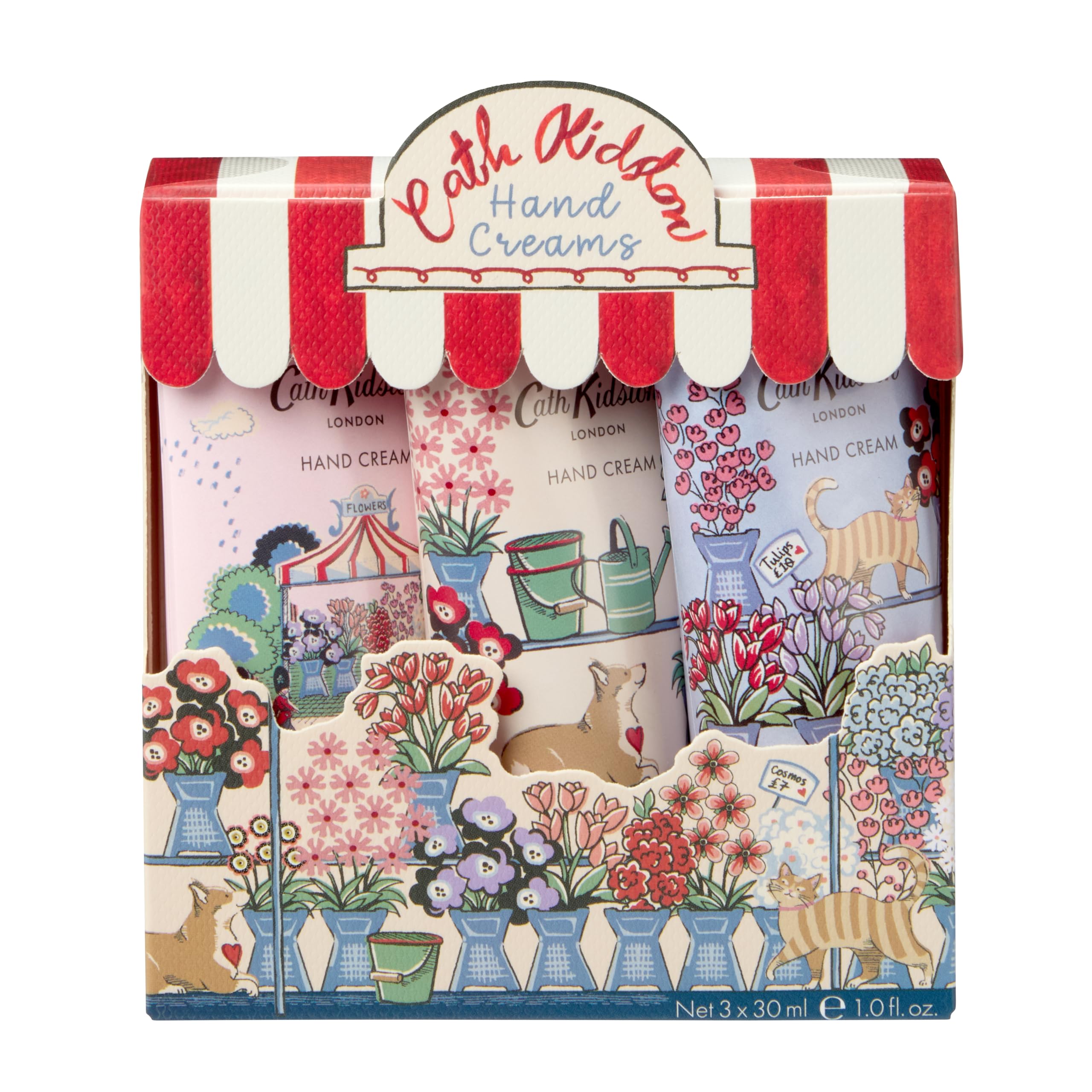 Cath Kidston Hand Cream Trio Gift Set, Travel Size 3x 30ml, Shea Butter Moisturiser, Fragranced, Scented Hand Care, Vegan and Cruelty Friendly, Gift For Her, Beauty Self-Care