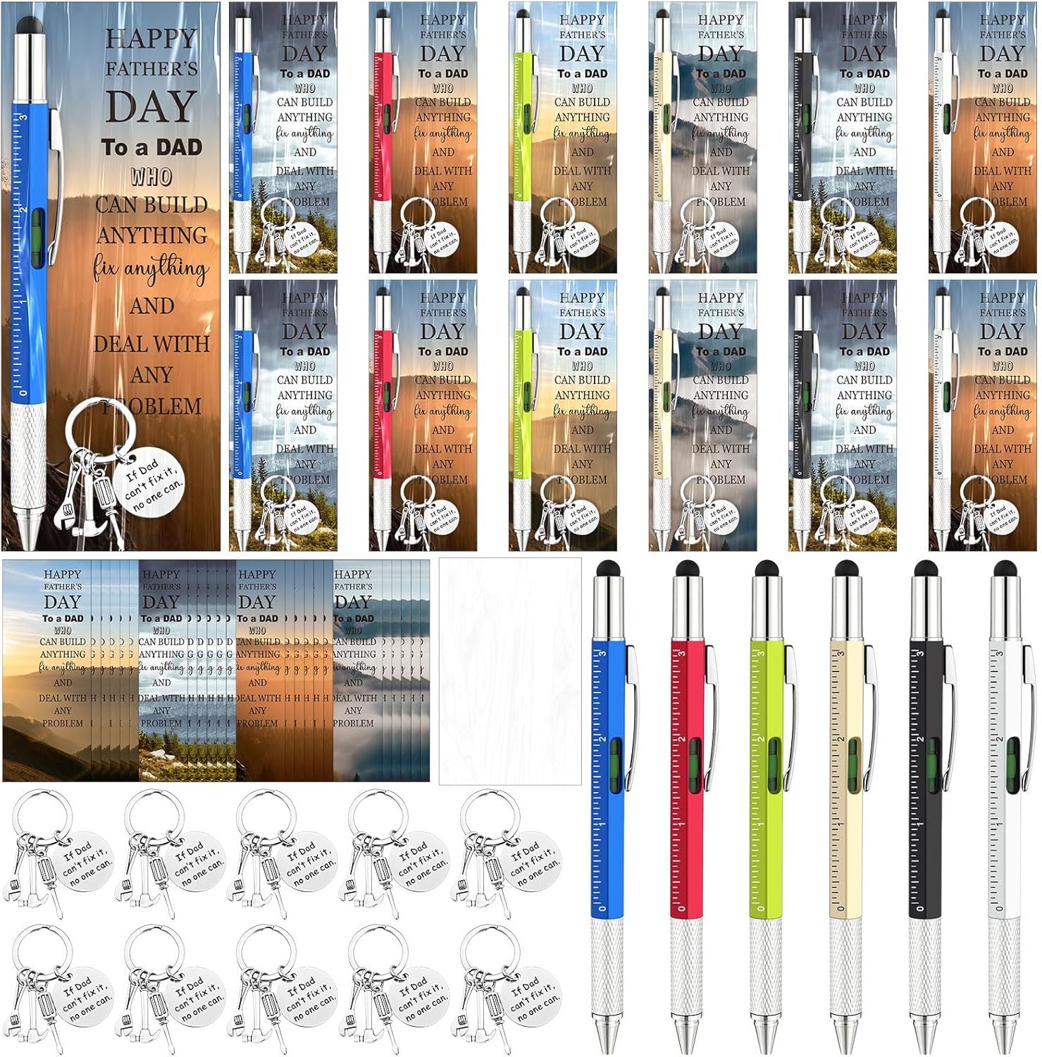 Sayglossy 12 Set Keychains and Multitool 6-in-1 Tool Pens Gifts for Christmas Colorful 6 Inch 4 Style of Blessing with Card Bulk for Christmas Church Prayer Father's Day Husband Birthday Party Gift
