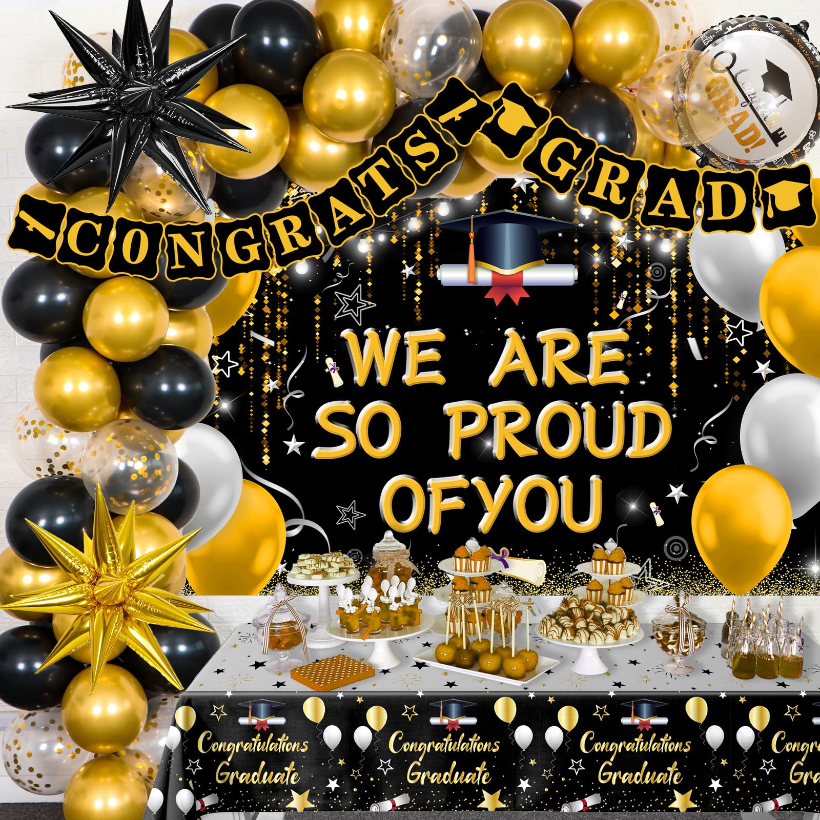 2026 Graduation Decorations Black and Gold