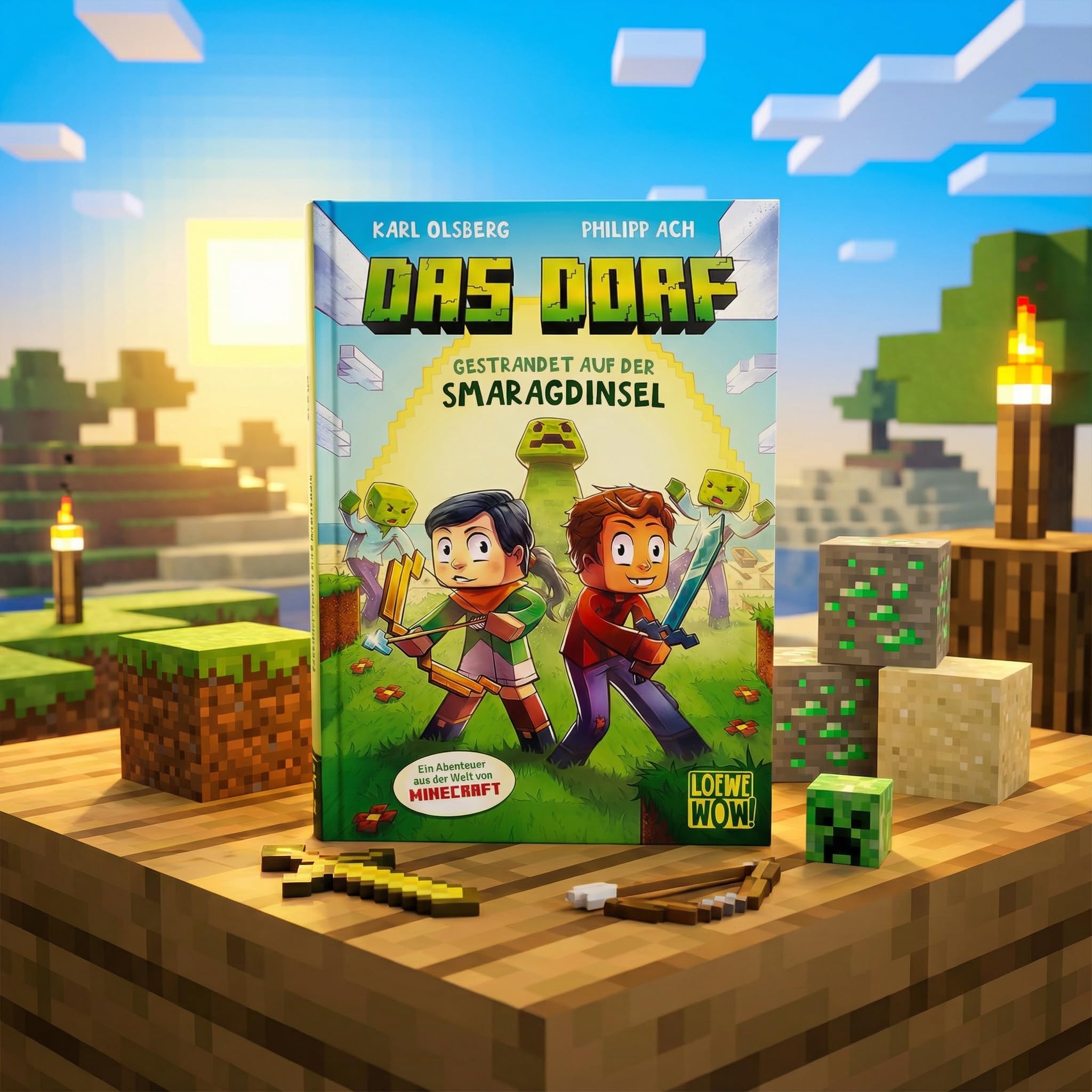 Das Dorf Bücher komplett Set Band (1 bis 8) | 8-teiliges Kinderbücher Gaming-Abenteuer im Minecraft-Universum | Lese Spaß für Kinder ab 8 Jahren | inkl. exklusivem Lesezeichen