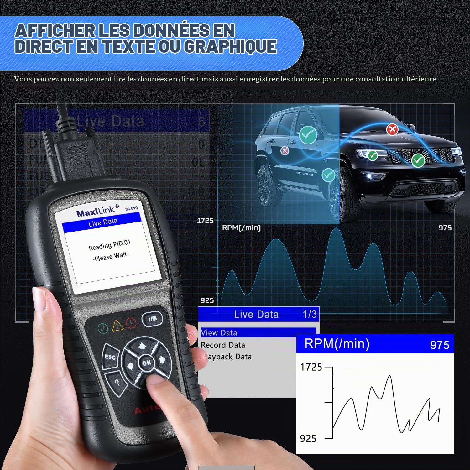 Autel MaxiLink ML519 Scanner Diagnostic Voiture OBD2