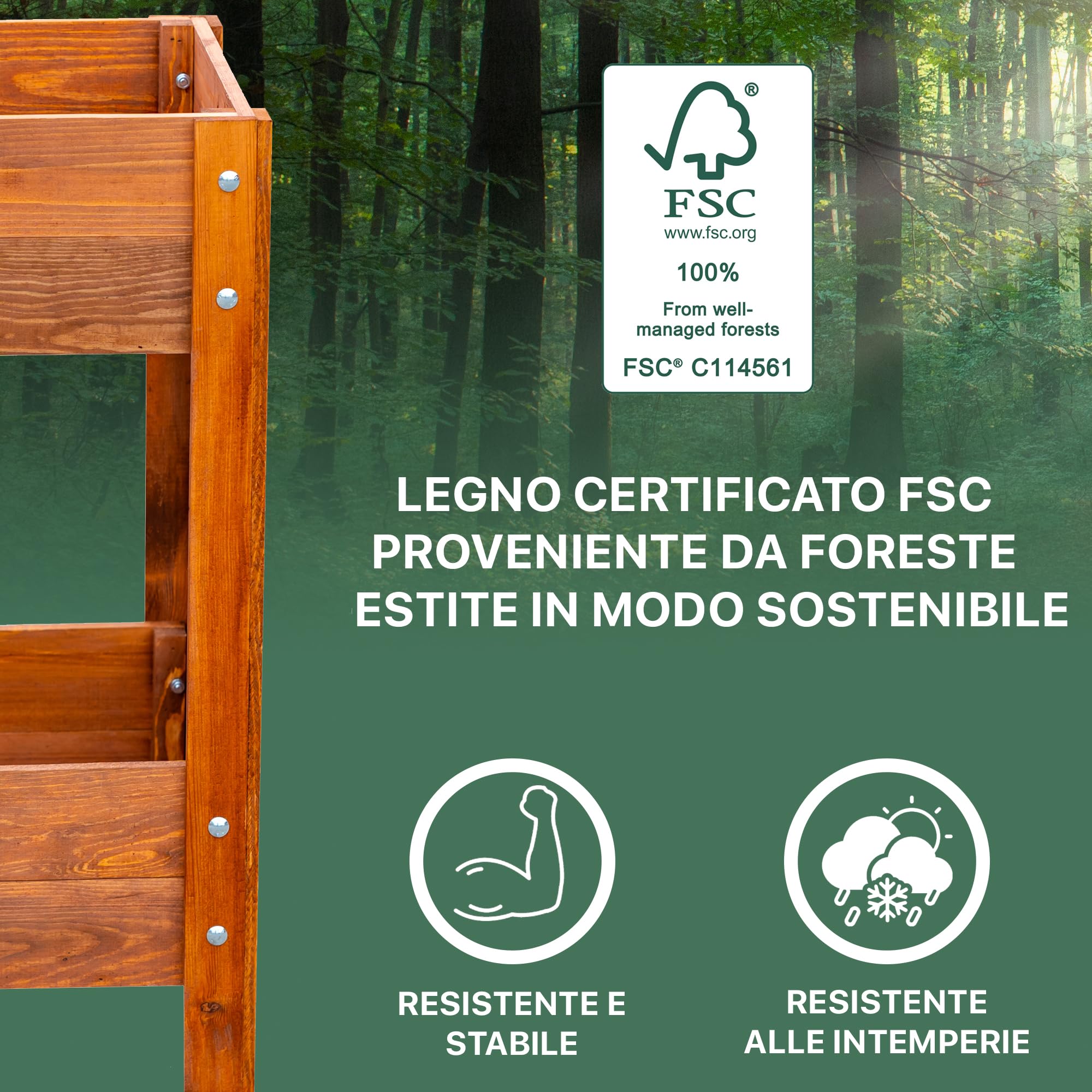 ITA Fioriera Rialzata 80x37x78 cm in Legno Naturale - Aiola con Due Livelli - Perfetta per Giardino, Terrazza, Balcone - Made in EU - Qualità Diretta dal Produttore