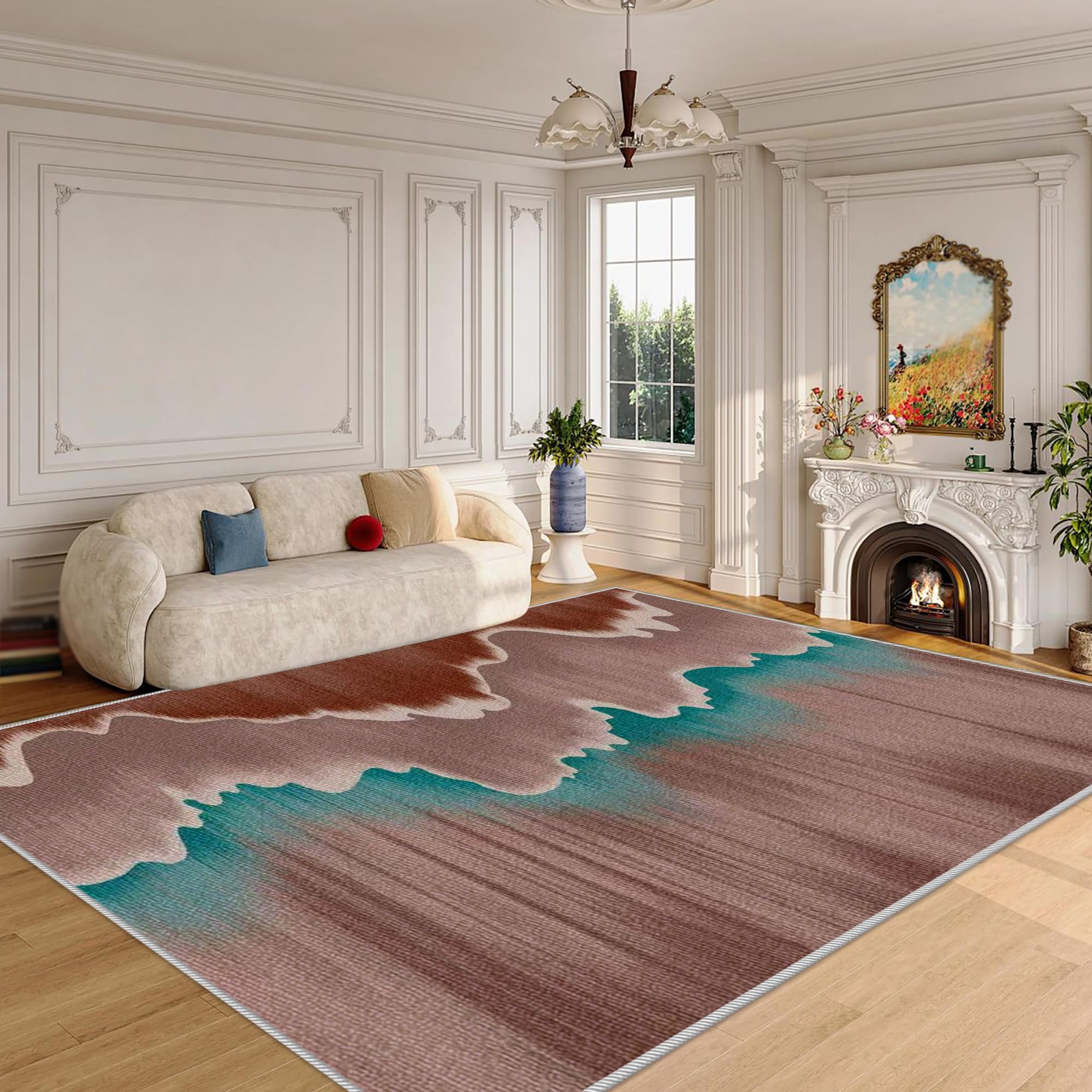 Tapis lavable en machine 200x280 avec envers antidérapant sécurisé pour salle a manger