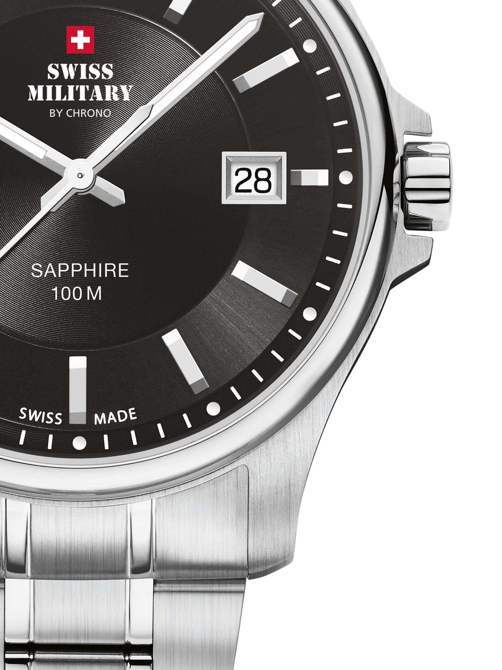 Swiss Military by Chrono Herren Uhr Armbanduhr Quarzwerk mit Edelstahl Metallarmband oder Lederband Analoge Herrenuhr SM30200