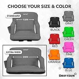 Driftsun Extra Wide Stadium Seats with Back Support - Deluxe Foldable Stadium Chairs for Bleachers - Folding Waterproof Sport Chair - Easy to Transport