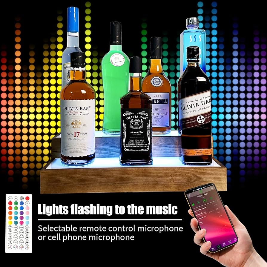 Amazon｜LEDライト付きリカーボトルスタンド - 2段リカーバー