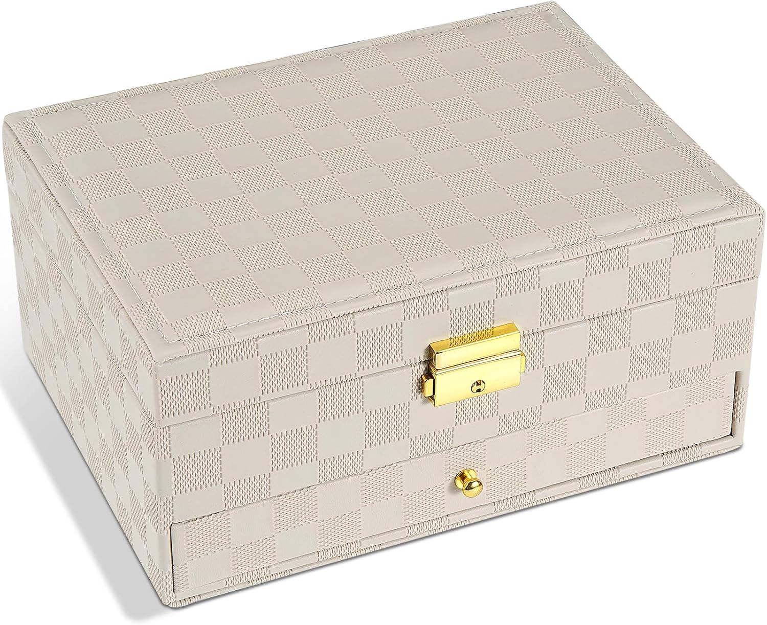 Jewelry Box for Women Girl Wife – Large PU Leather Jewelry Organizer Storage Case with Two Layers Display for Earrings Bracelets Rings Watches (Light Khaki) Jewelry Box for Women Girl Wife – Large PU Leather Jewelry Organizer Storage Case with Two Layers Display for Earrings Bracelets Rings Watches (Light Khaki)