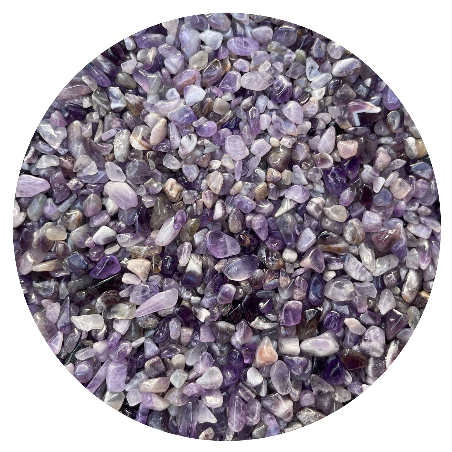 2 oz Lot Natural Chevron Amethyst Semi Tumbled Gemstone Chips, Crushed Mini Chevron Amethyst Crystals, Undrilled Crystal Chips (Chevron Amethyst)