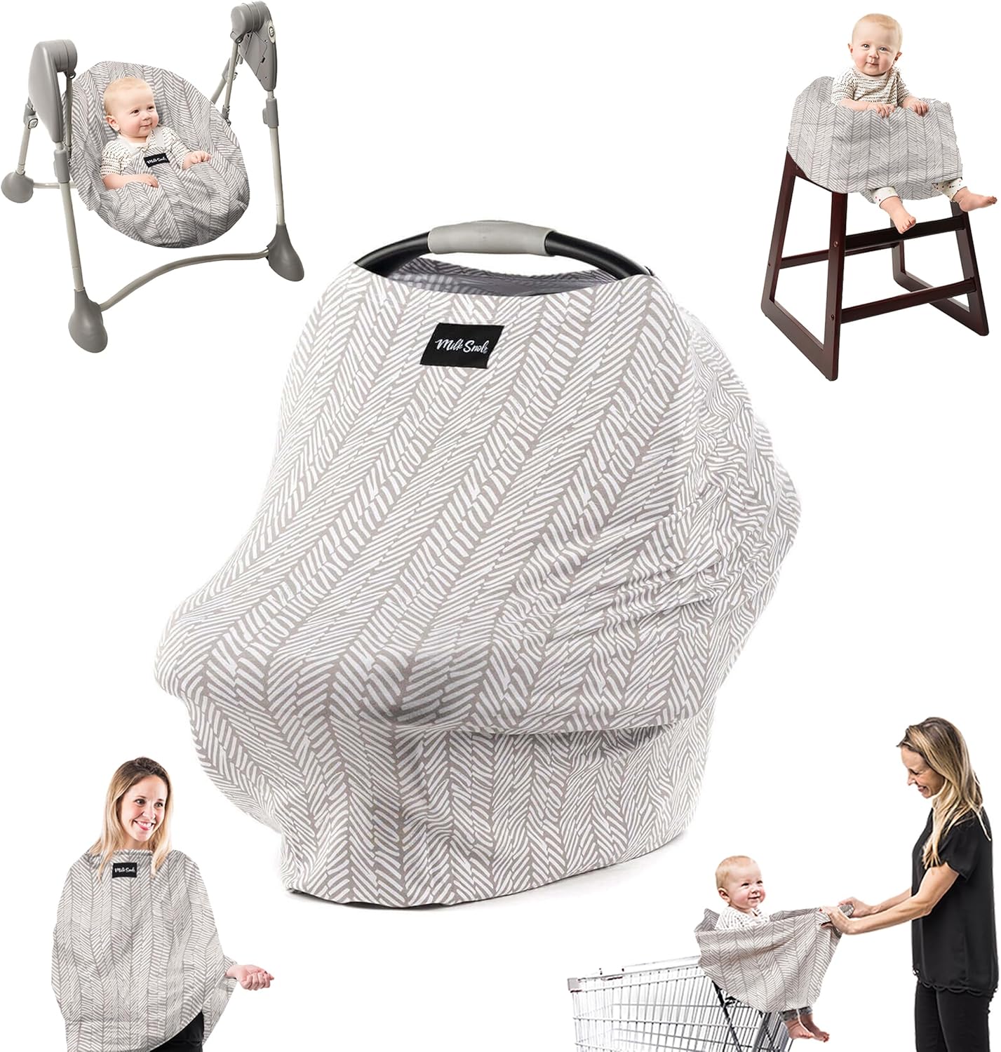 Milk Snob Original 5in1 Cover Nursing Cover for Breastfeeding Baby Car Seat Cover, Carseat