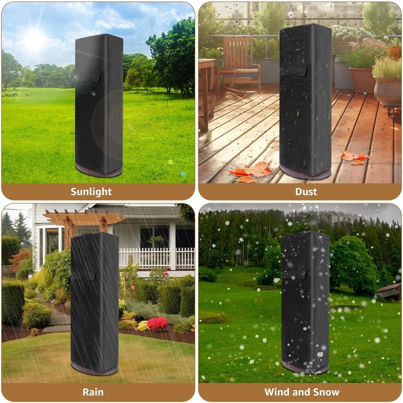 Patio Heater Cover Waterproof Outdoor With Zipper And Drawstring Heavy-Duty Electric Protective(120x50x50cm)