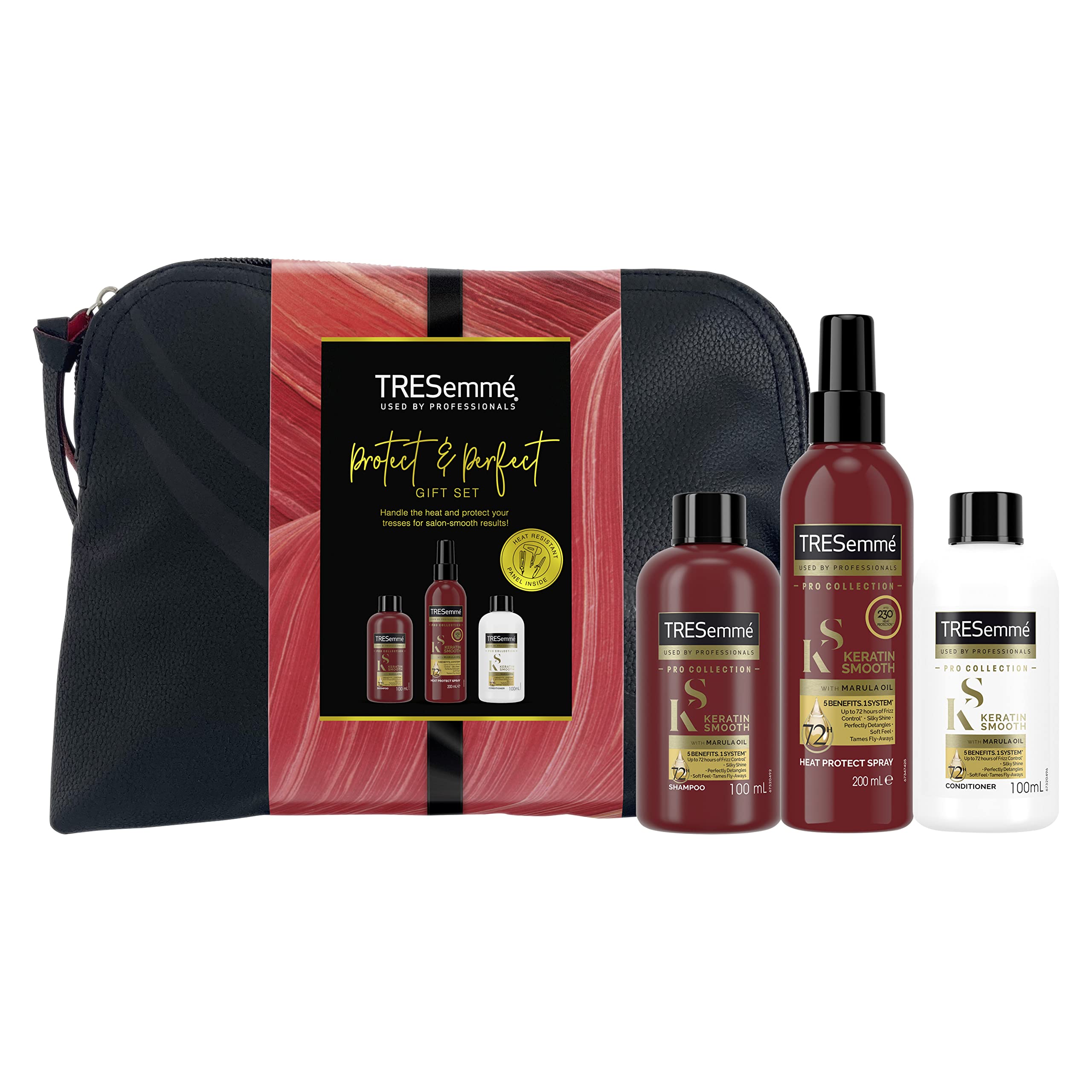 TRESemmé Protect & Perfect Gift Set styling bag with a heat-resistant panel gifts for women 3 piece