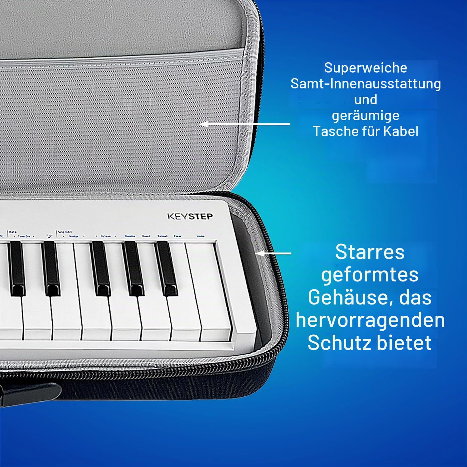 Analog Cases Pulse Case für Arturia KeyStep, Native Instruments M32 oder vergleichbare Midi Controller (Transporttasche aus langlebigem, geformtem Eva/Nylon, mit robustem Gummitragegriff), Schwarz