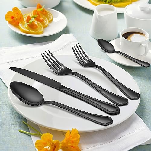 Miniatura 6 de LIANYU Juego de cubiertos de 30 piezas para 6, cubiertos de acero inoxidable, juego de utensilios de alimentación con borde festoneado, apto para