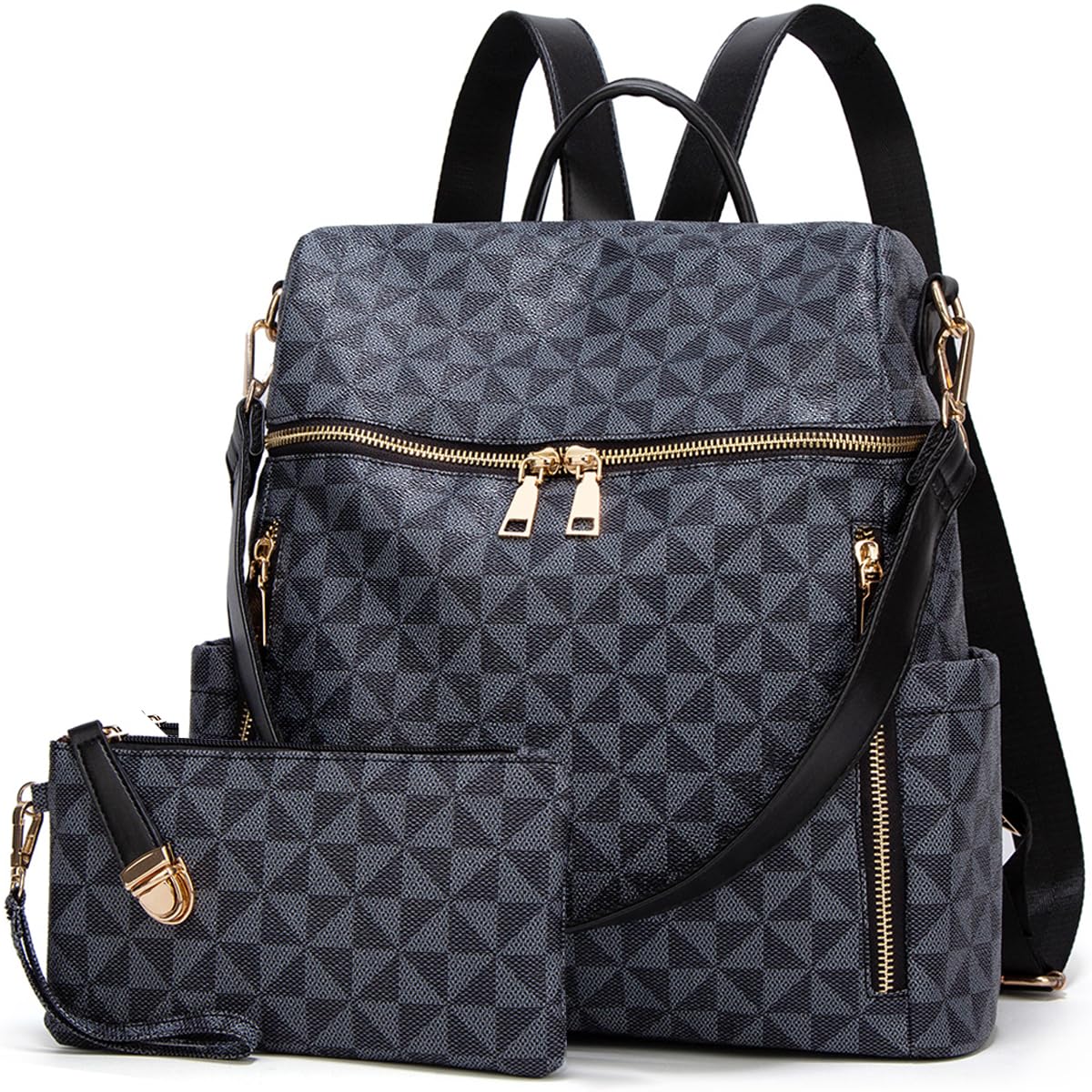 Makes Backpack Purse for Women PU Leather Travel Satchel Handbag Convertible Design Bag with Purse 2 Piece