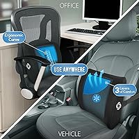 Vista 3 de Samsonite, almohada de apoyo lumbar con gel refrescante para silla de oficina o asiento de coche - mejora tu zona de confort lumbar, de alta calidad