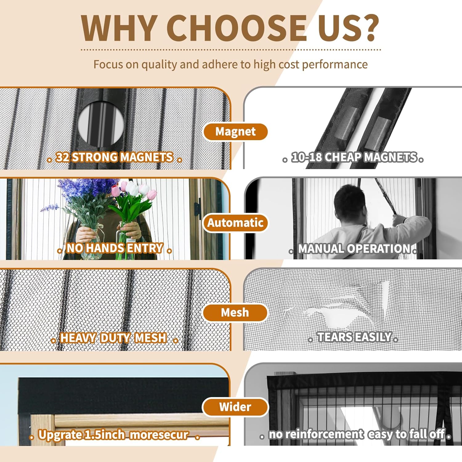 Reversible Side Opening Magnetic Screen Door for Sliding & French Doors,Upgraded PETG Mesh Anti-Tearing, Heavy Duty & Strong Magnetic, Pet and Kid Friendly - Screen Door 74"x82"