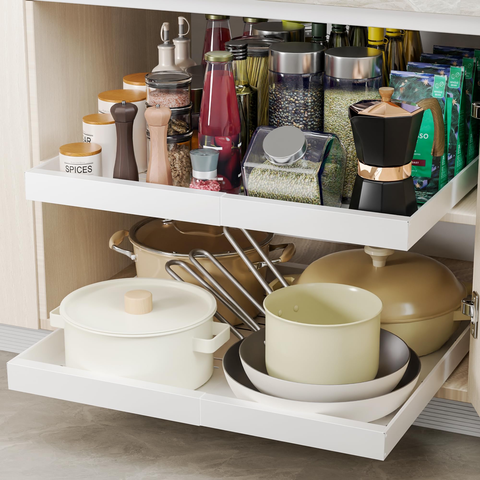 Photo 1 of 2 Pack Pull Out Cabinet Organizer Expandable(12"-20") Slide Out Drawer