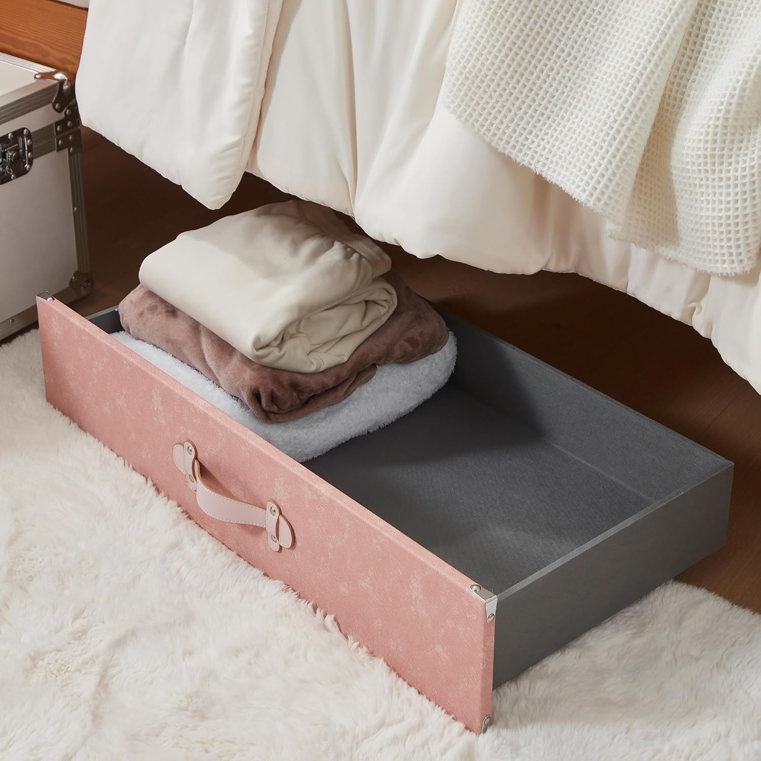 Texture® Brand - Rolling Under Bed Storage Drawer - Jeans Pink