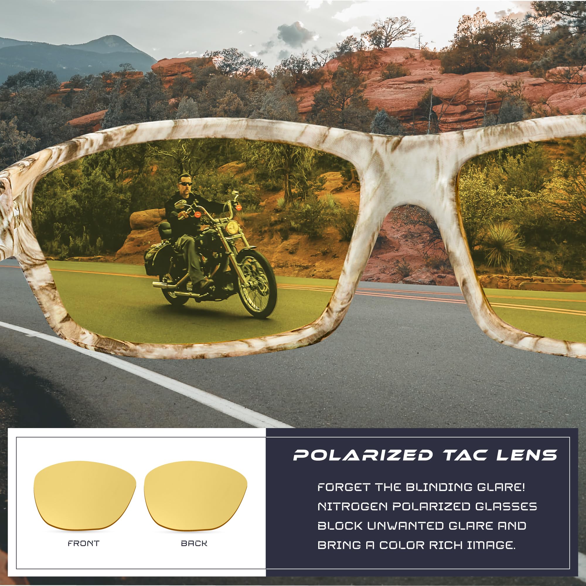 Nitrogen Gafas de sol deportivas polarizadas para hombre y mujer, protección UV400, camuflaje mate, conducción nocturna amarilla, talla única